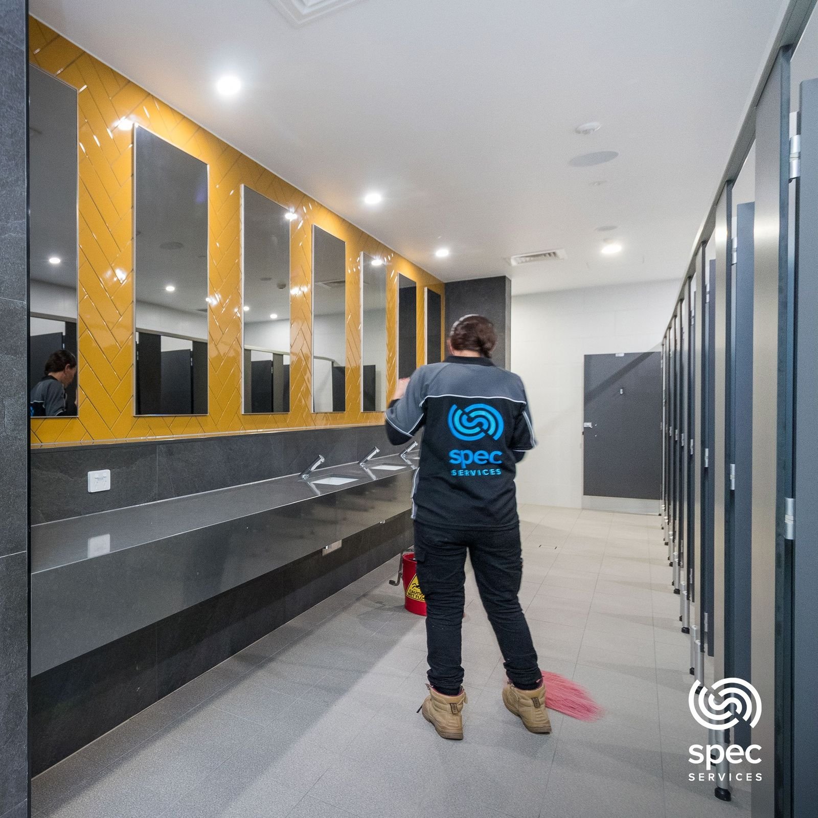 Washroom cleaned to a high standard with modern fixtures