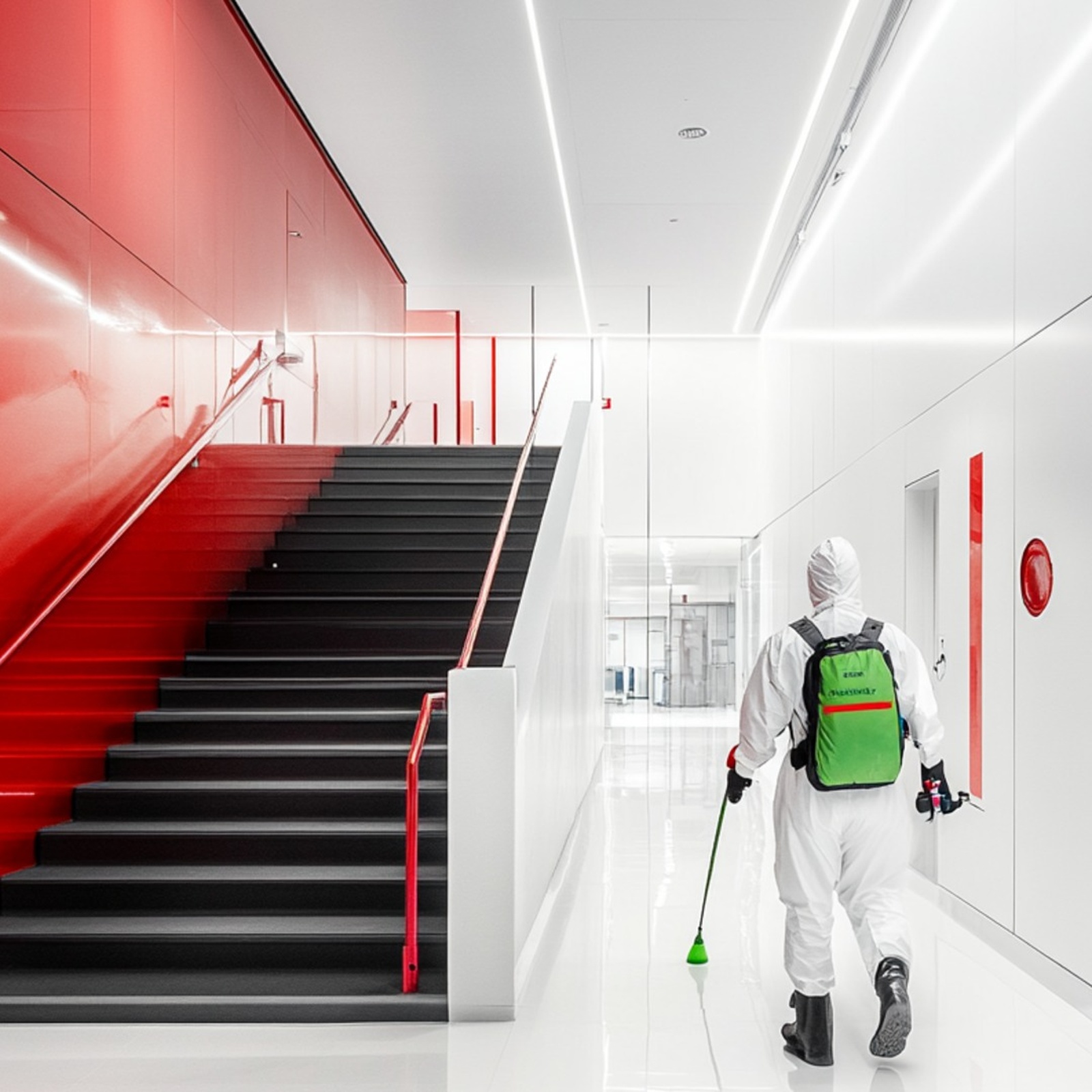 Crime scene cleanup work in a modern official building in Canberra