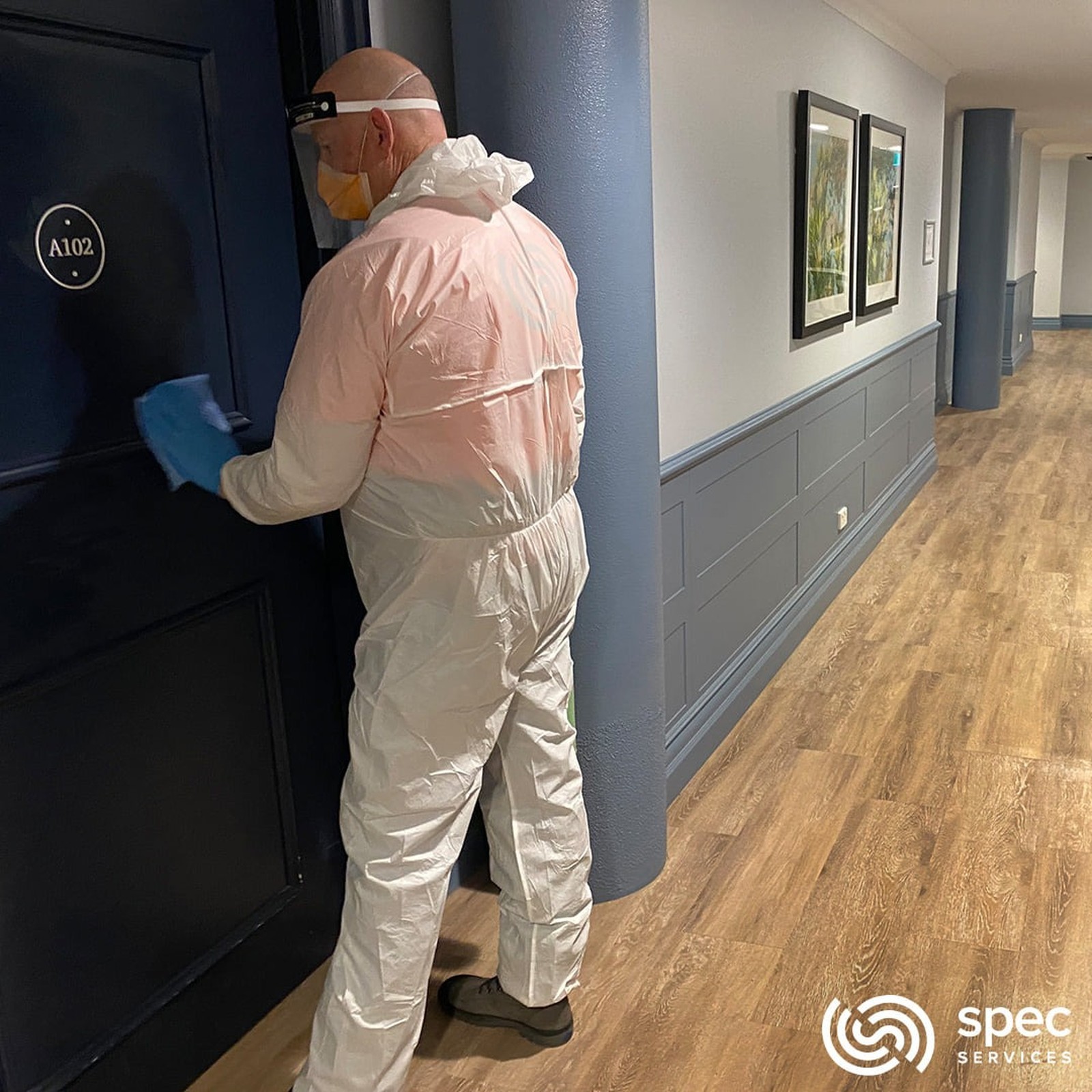 Hallway being cleaned after a serious incident in Canberra