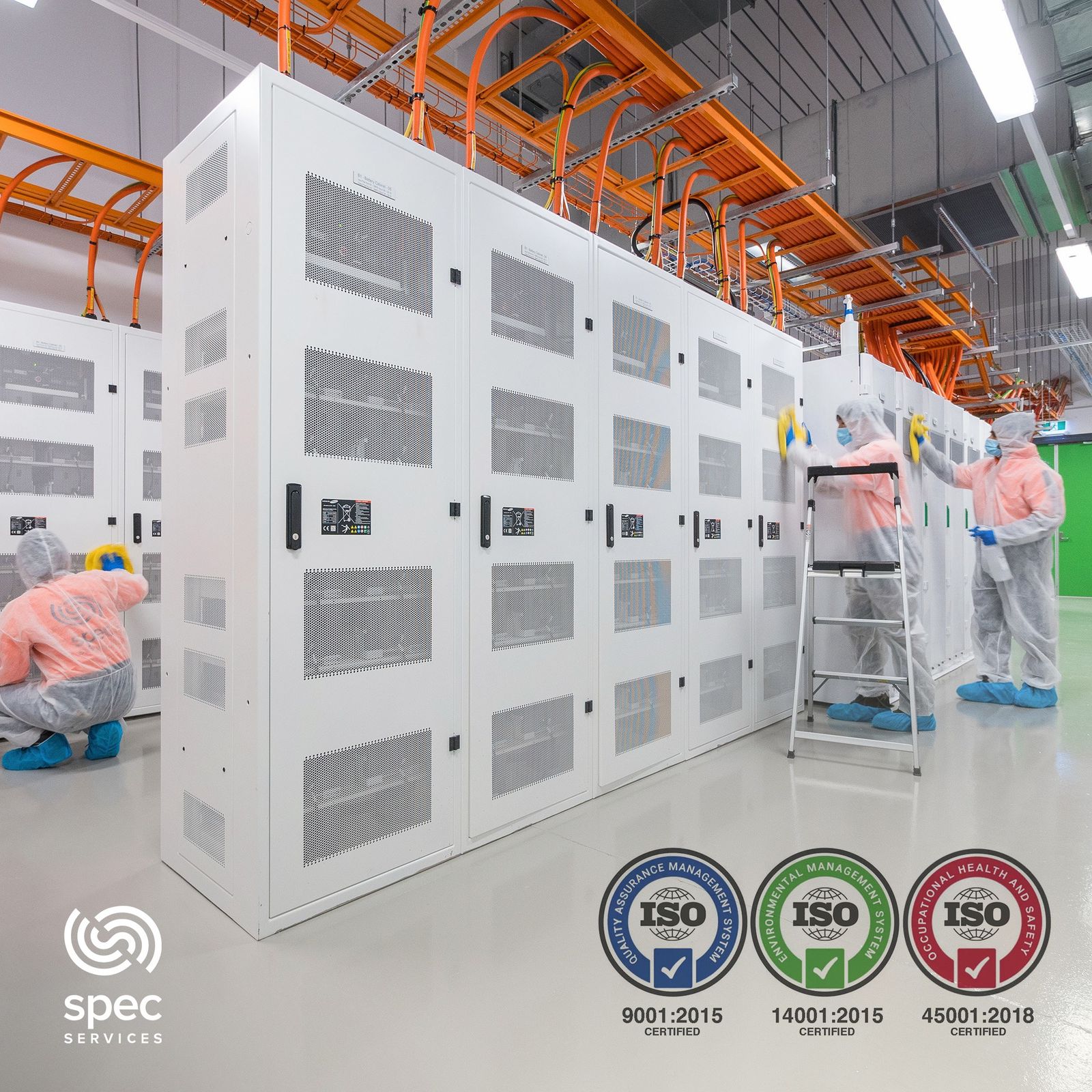ISO-certified specialist cleaning service in a controlled data centre environment