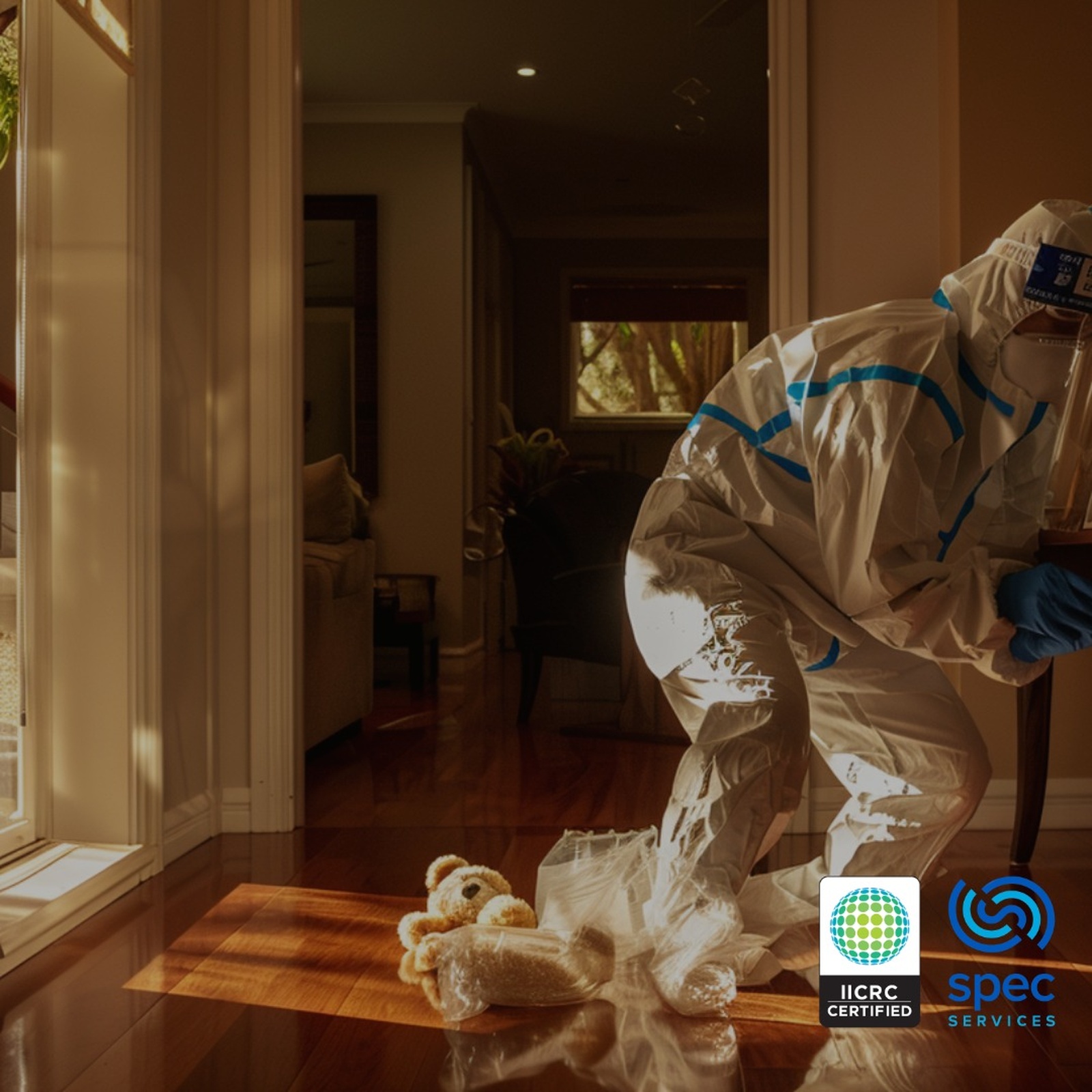 Interior cleaning process underway in a deceased estate property