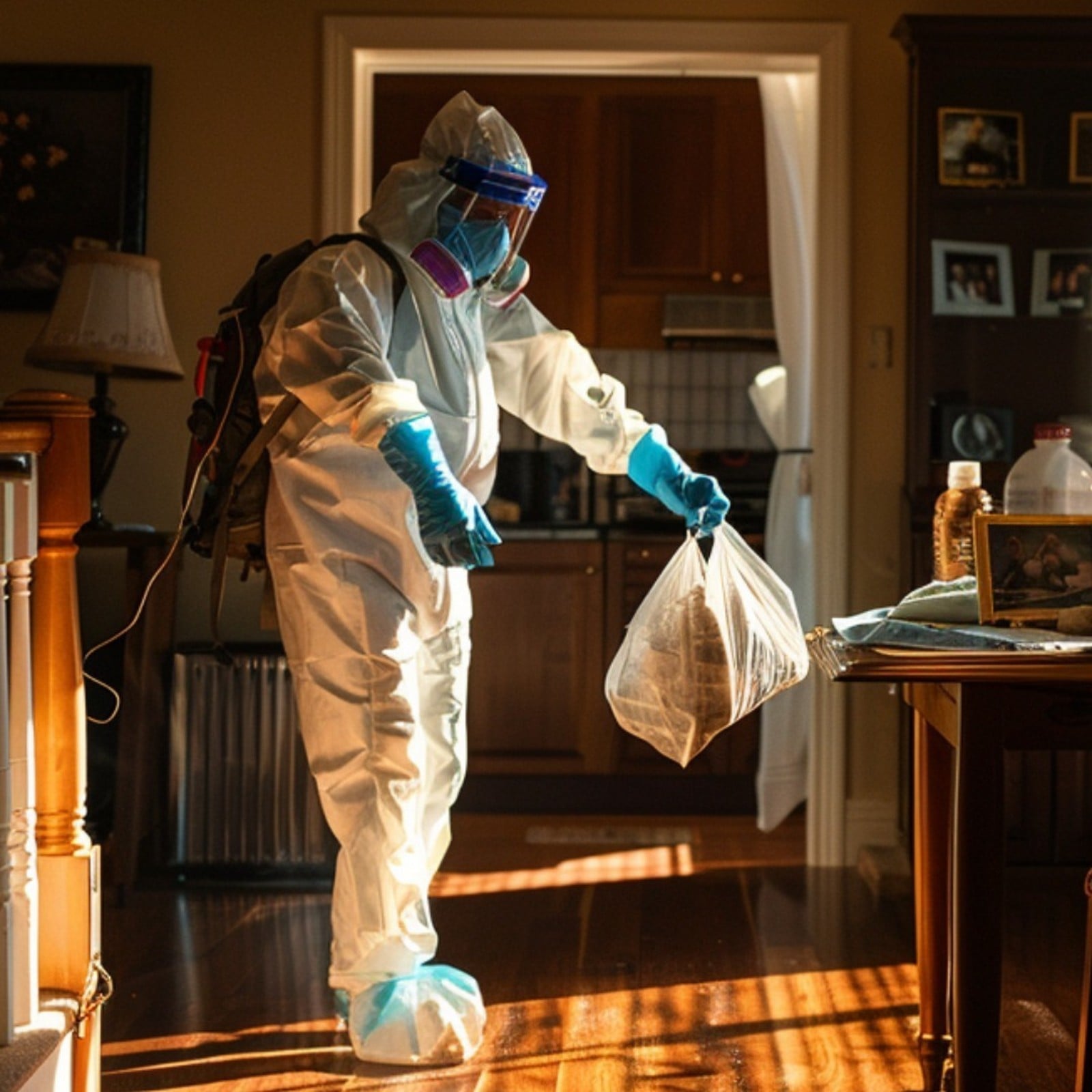 Hazardous material removal in a forensic cleaning setting