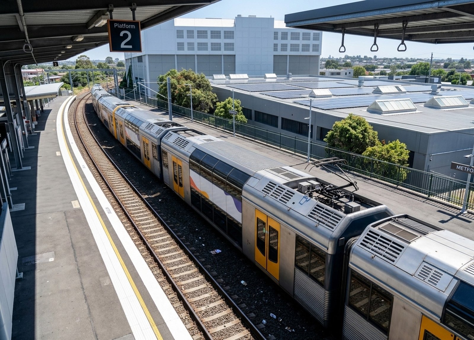 Cleaning activity at a railway station platform
