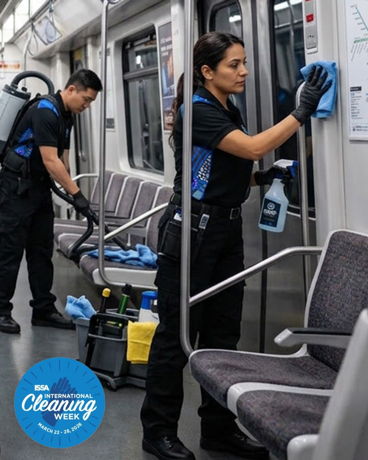 Cleaning inside a subway or transport station